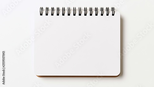 Naklejka Blank Spiral Bound Notebook Page on White Background.