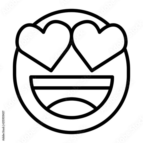 Canvas Print heart eyes face emoji outline icon