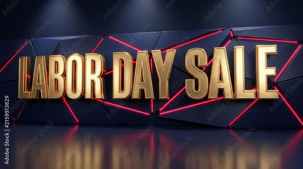 Naklejka premium Labor day sale gold text modern background