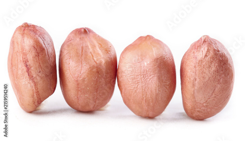 Bild auf Leinwand Fresh Peanut Kernels with Pink Skin on White Background - Raw Groundnuts