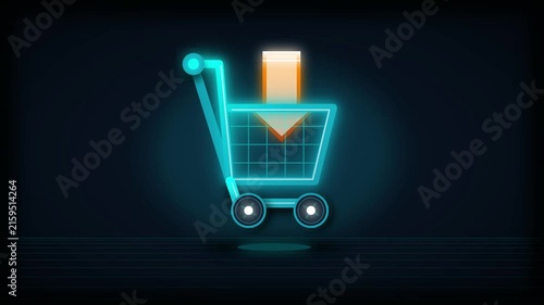 Neon Shopping Cart Add To Cart Animation, E-Commerce UI Concep