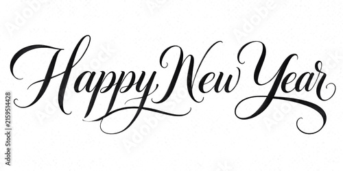 Elegant cursive happy new year greeting text with artistic calligraphy style writing