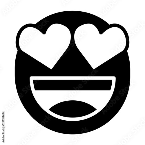 Canvas Print heart eyes face emoji glyph icon