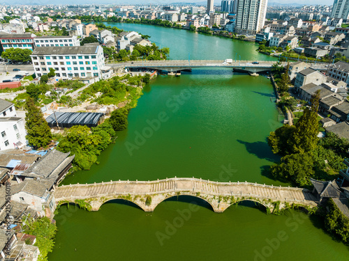 Jin Qing Bridge Wenling Aerial View with Turquoise Waters