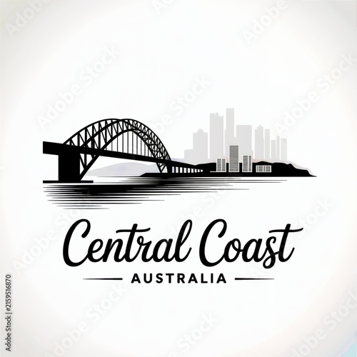 Central Coast New South Wales Skyline Silhouette — A Scenic Pacific Coast Australian Destination Illustration