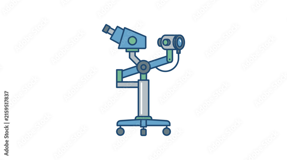 Fototapeta premium Medical Microscope with Camera on Stand, Isolated, Scientific Equipment
