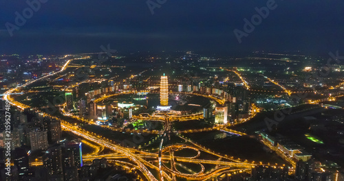 Zhengdong New District Zhengzhou Henan Night Aerial View