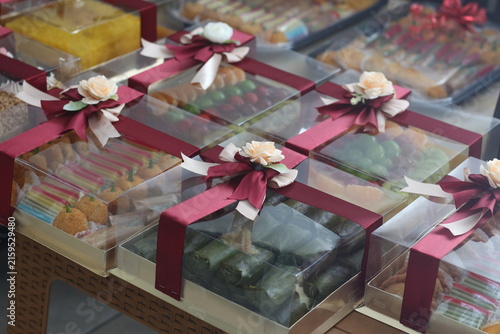 Colorful Gift Wrapped Desserts Boxes on Display