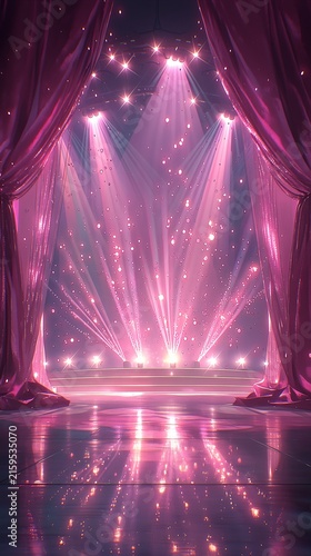 Pink Valentine Holiday Stage Illustration With Sparkling Lights