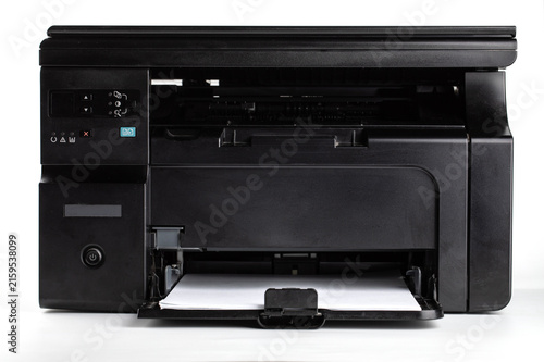 Фотография Black multifunction office printer isolated on white background