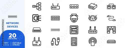 Foto Network Hardware router, switch, hub, server, cable