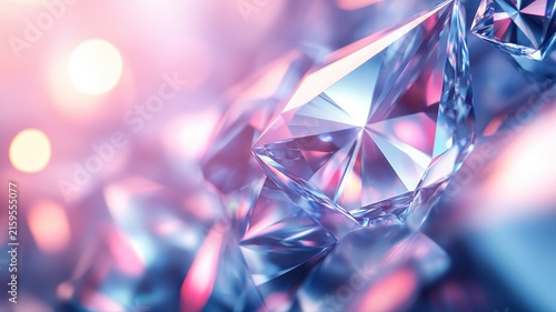 Close-up of sparkling blue and pink gemstones with intricate facets, vibrant colors, and luxurious appearance for jewelry or high-end luxury branding