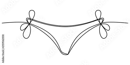 Bild auf Leinwand Minimalist continuous line drawing of a bikini bottom with side ties