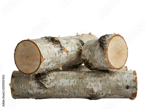 Natural Birch Wood Logs Stacked Together Showing Unique Bark Texture and Inner Wood Patterns transparent background