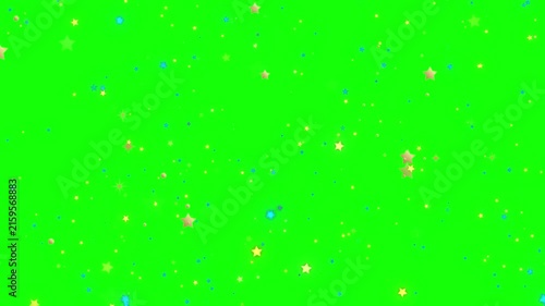 Star particles flicker and float as tiny sparkling graphics across a bright chroma key green screen background.