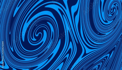 Obraz na plátně Abstract blue swirling wave pattern with hypnotic spirals creating a dynamic flo