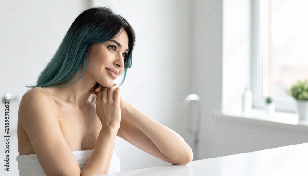 Naklejka premium Natural Healthy Glowing Skin Fresh Hydration Concept for Beauty and Skincare Routine