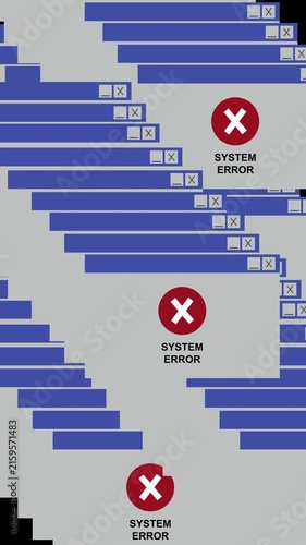 Notification Multiple system error popup windows  system error animation 4k vertical video