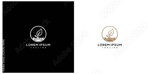 Minimalist Organic Plant Sprout Leaf Logo in Circle for Growth and Nature Branding