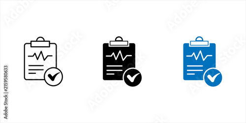 Minimal black line icon of a clipboard with a verified checklist and check mark, representing approval, validation, quality control, compliance, inspection, documentation, and task completion.