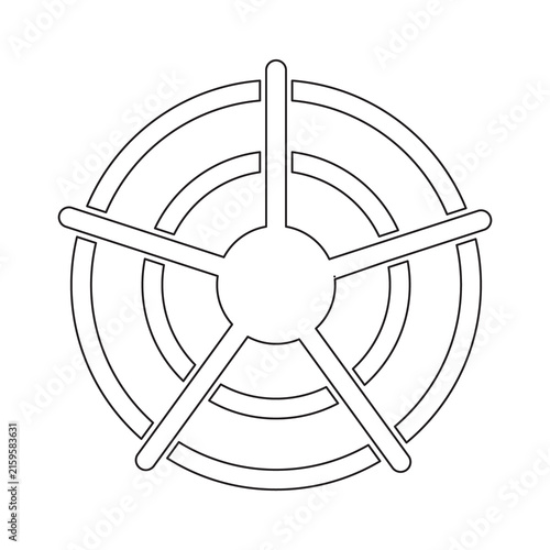 Obraz na płótnie Nuclear Power Symbol Vector Illustration with Industrial Fan, Propeller Blade an