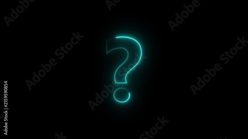 Question mark sign. Question mark icon. asking icon animation. neon line asking icon on background. Message with a question mark with a neon saber effect. Neon glowing loop question mark icon.4K Video