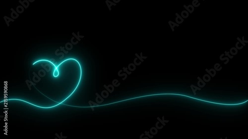 Vibrant luminous neon animation featuring a glowing hand heart icon and a broken heart symbol pulsing like a heartbeat on a black background.4k Loop motion video..