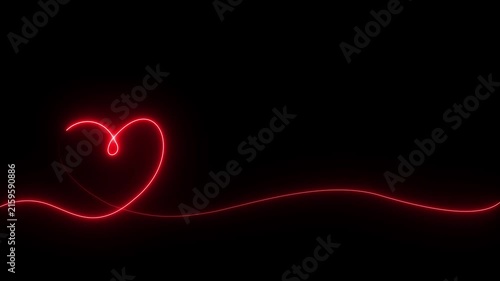 Vibrant luminous neon animation featuring a glowing hand heart icon and a broken heart symbol pulsing like a heartbeat on a black background.4k Loop motion video..