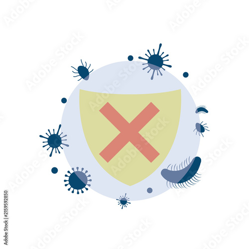 Immune protection shield against diseases vector illustration