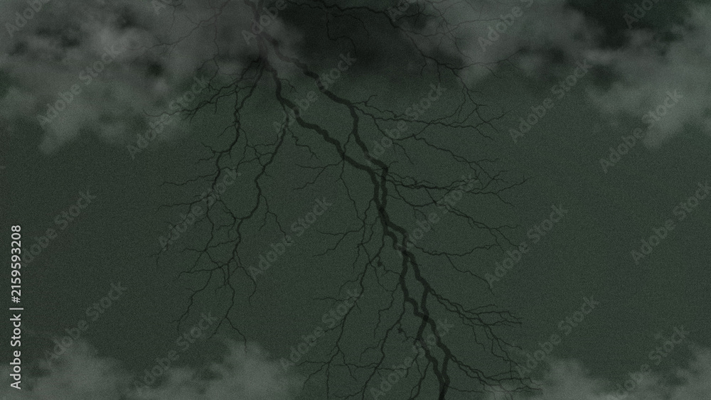 Foto Dramatic dark green thunderstorm background with striking lightning bolt silhoue