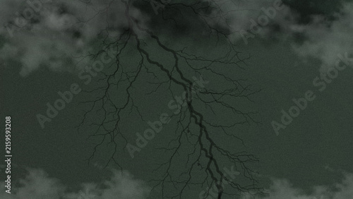 Photography Dramatic dark green thunderstorm background with striking lightning bolt silhoue