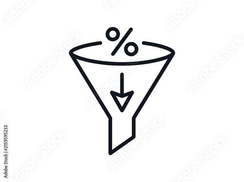 Simple percentage funnel icon with downward arrow