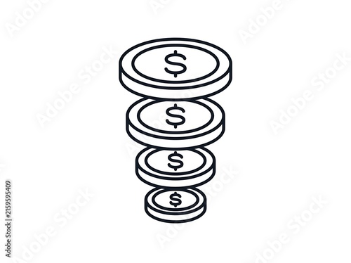 Stack of four dollar sign coins illustration