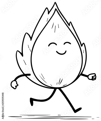 Friendly sunflower seed character running with a smile with happy cartoon sunflower smiley face running illustration animation smiling emotion