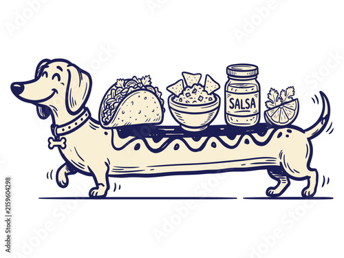 Cute Dachshund Dog Carrying Art Supplies and Painting Equipment Illustration