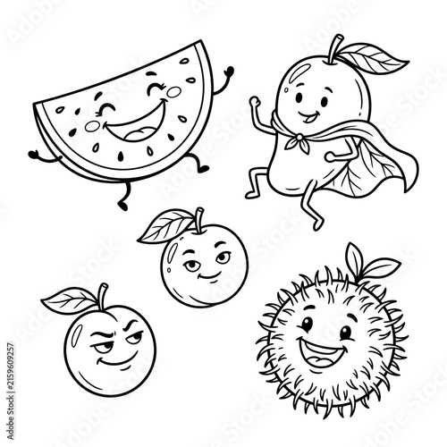 Cute Cartoon Fruit Characters Dancing and Having Fun