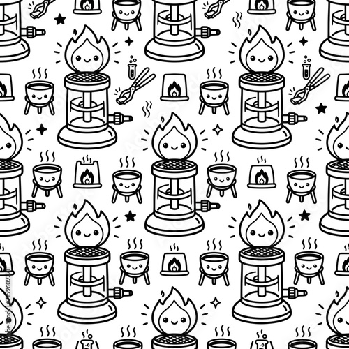 Cute Cartoon Science Lab Equipment Seamless Pattern