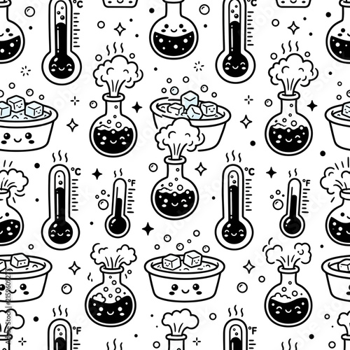 Cute Cartoon Science Lab Equipment Seamless Pattern