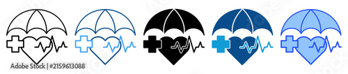 Health Insurance icon set multiple style