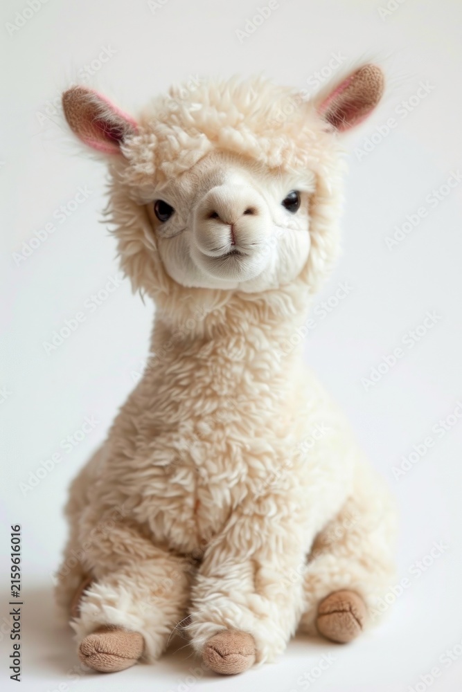 Naklejka premium Stuffed animal alpaca mammal cute pet.
