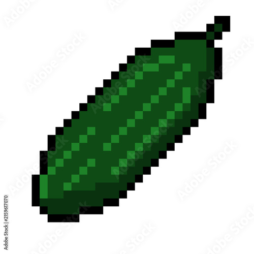 Pixel Art Green Cucumber Icon Illustration