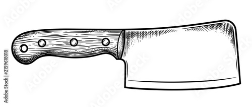 Foto Vintage Style Kitchen Cleaver Knife Isolated