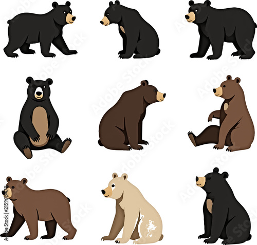 set of bears I Set of animals I animals set I vector 