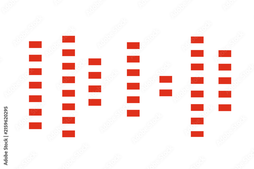 Obraz premium Red audio equalizer bars icon representing sound waves and digital music frequency levels.