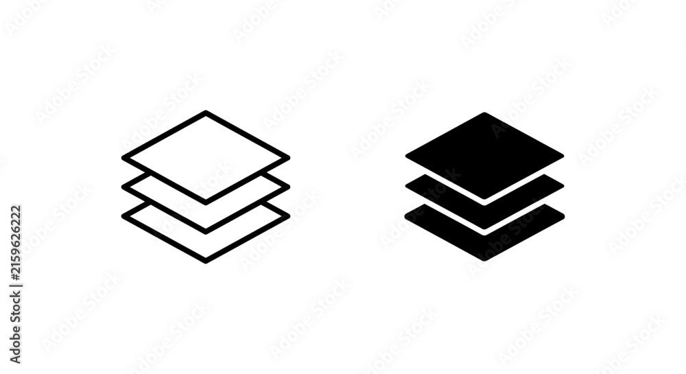 Naklejka premium Stacked layers icon a simple black and white graphic representation