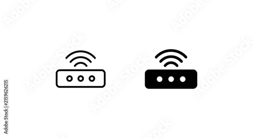 Wireless router icon with signal waves flat black and white design