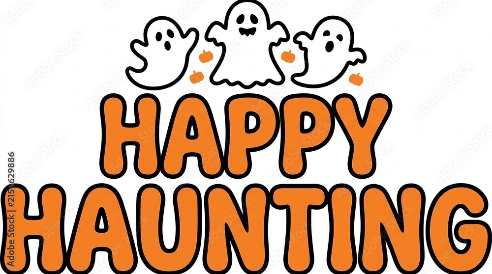 Obraz premium Halloween-themed typography with orange ghost characters and bold red text orange ghosts