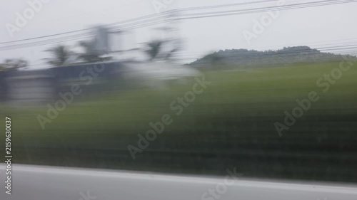 Speed Blur Of Scenery Passing By Car Window