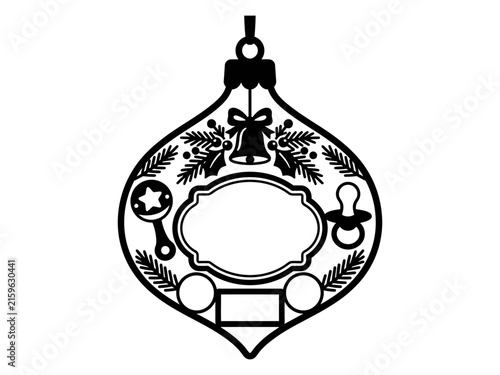 Ornate reindeer Christmas ornament with blank name banner