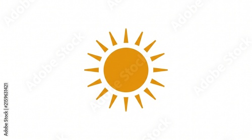 Vibrant minimalist sun icon with clean lines, symbolizing warmth, summer, and bright energy, perfect for web design, weather applications, and cheerful graphic projects